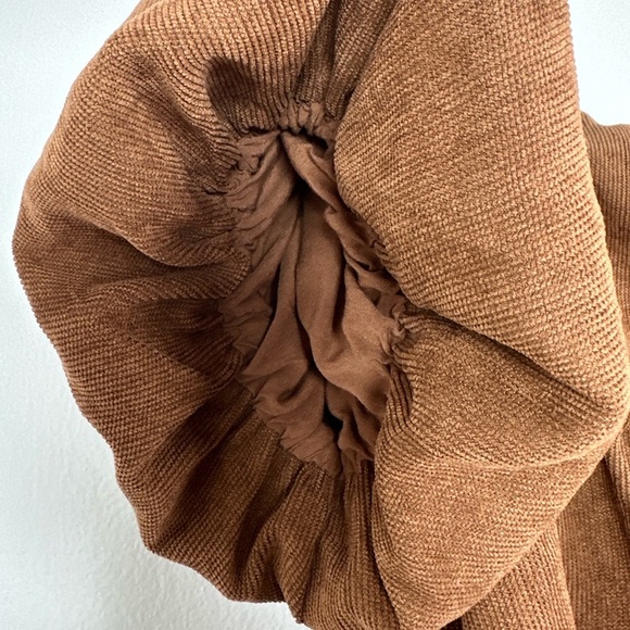 Blue Rain Women's Cassie Bow Back Corduroy Puff Sleeve Mini Brown Dress, Size L - Picture 7 of 12